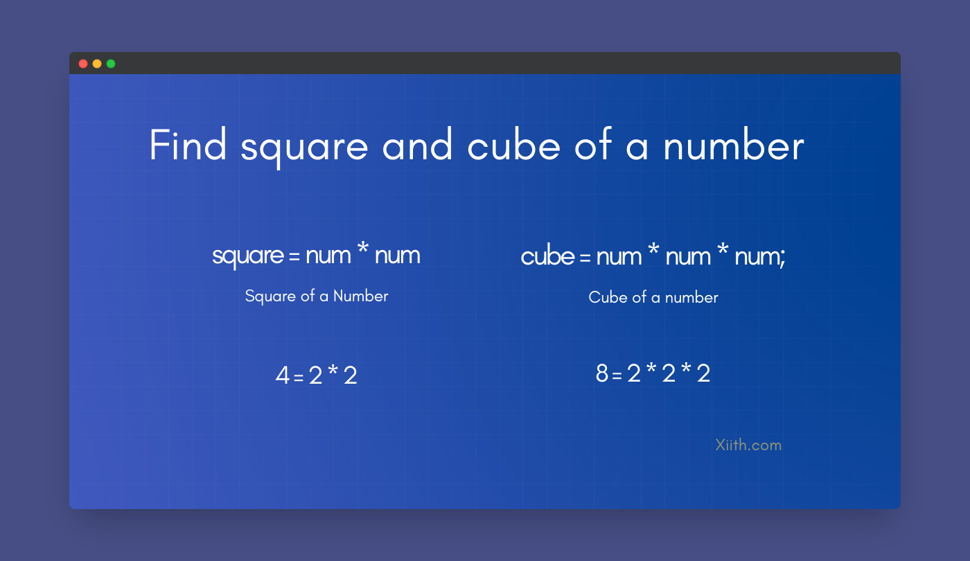 C++ Program to find square and cube of a number using class and object