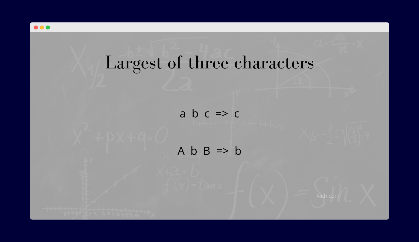 JavaScript Program to find the largest of three characters
