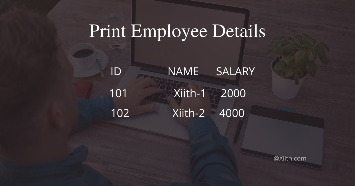 Java Program to print 5 employee details using class